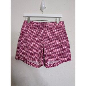 SPANX Sunshine 4" Shorts Womens Size Small Pink Preppy Geometric Plaid Stretch